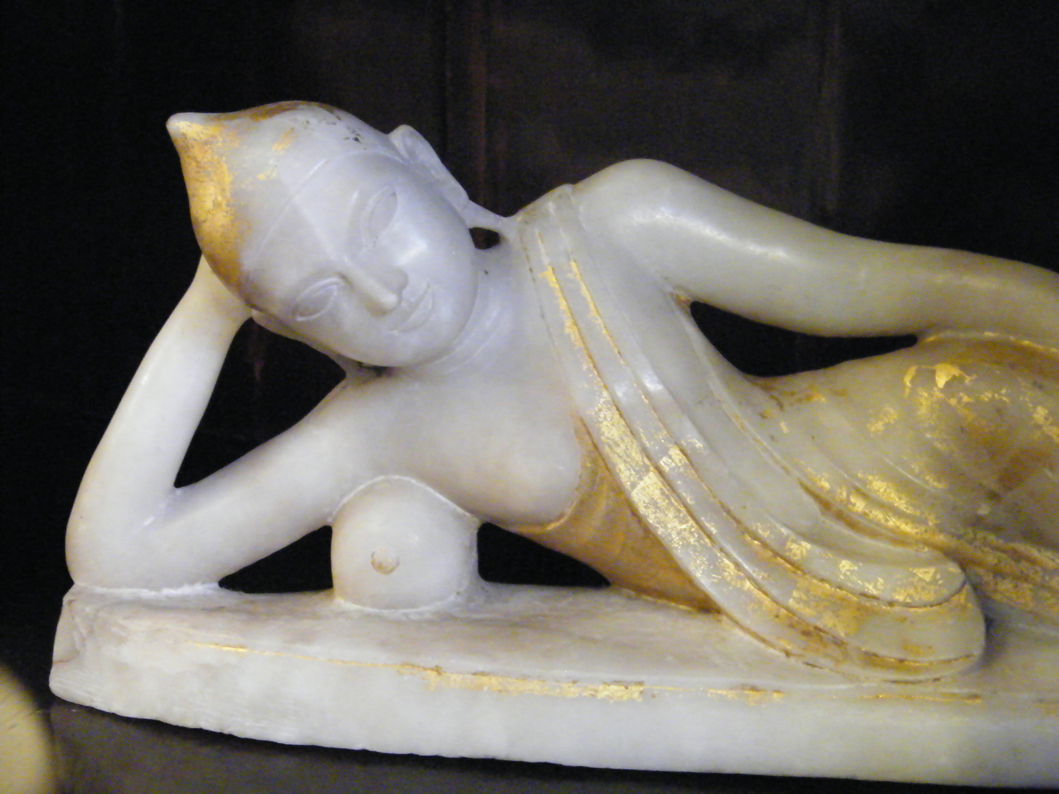#1668  Large Marble Burmese Reclining Buddha, 19th Century