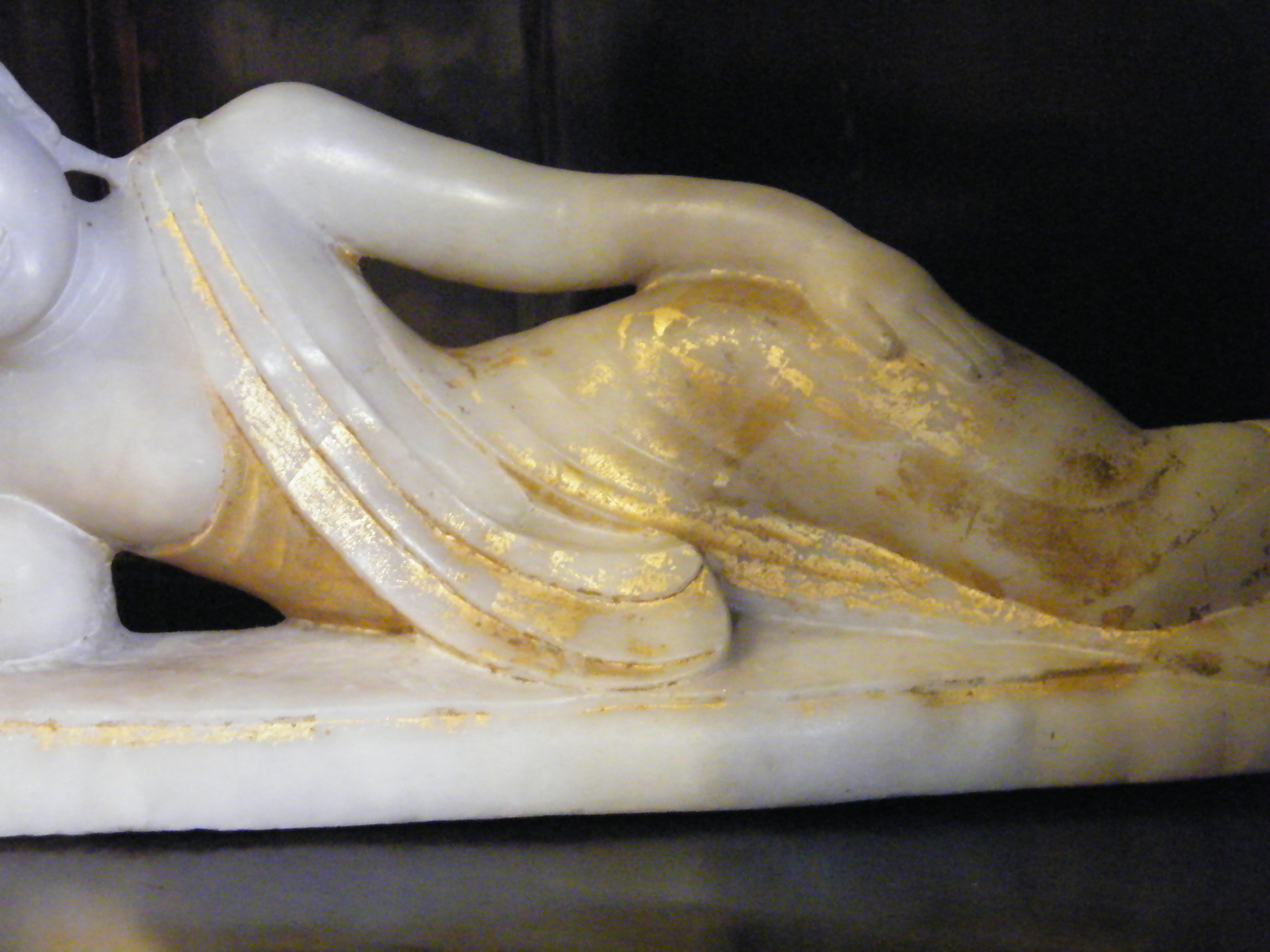 #1668  Large Marble Burmese Reclining Buddha, 19th Century