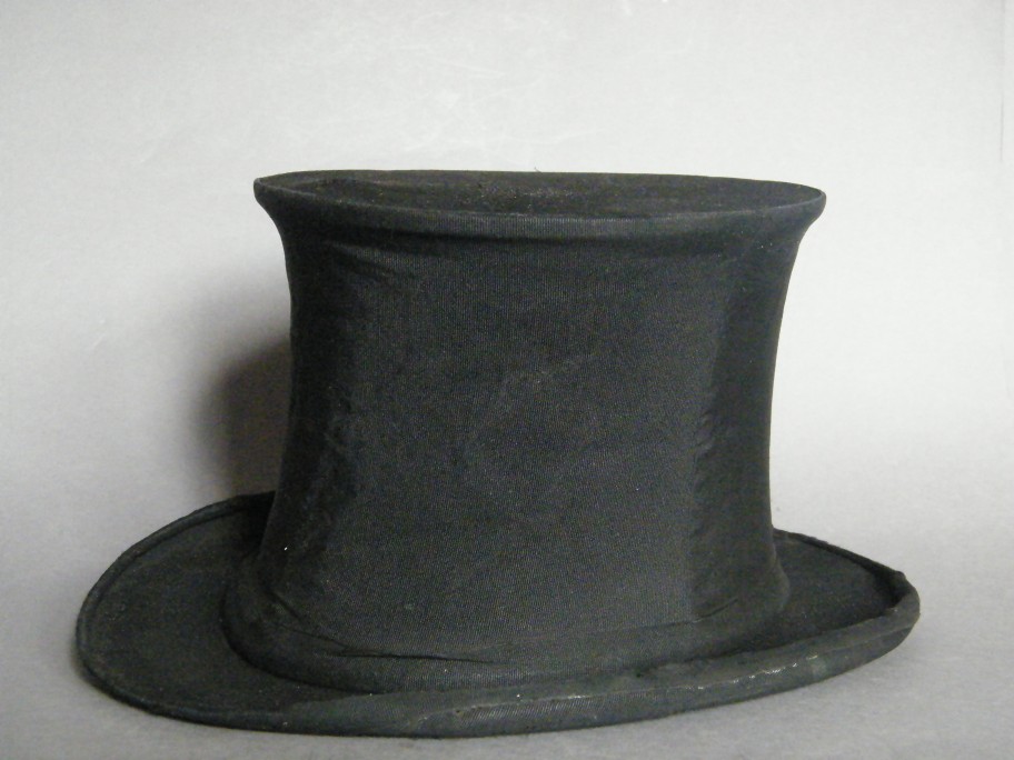 #1166 Victorian Black Silk Collapsible Top Hat (Opera Hat), circa 1890s **SOLD**