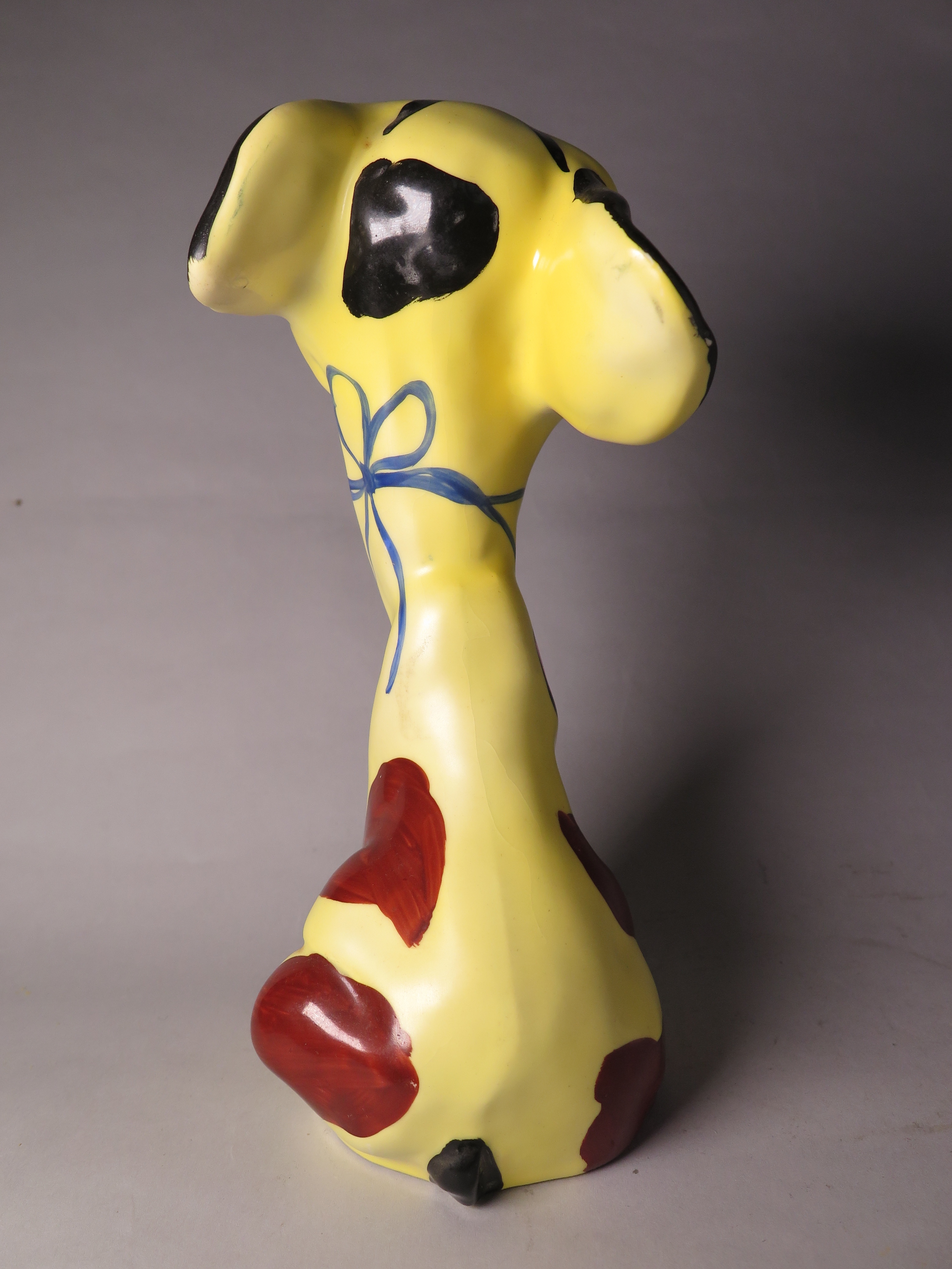 #1599  Rare 1930s Painted Pottery Dog  **SOLD**  December 2011