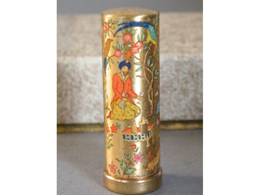 #0217 Boxed Stratton Persian Pattern Powder Compact & Lipstick Holder circa 1950s **SOLD**