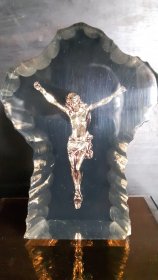 #1793  Perspex Crucifix Paperweight, circa 1970s   **SOLD**