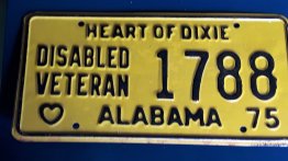 #1807  Original U.S.  "Disabled Veteran" Vehicle Registration Plate, 1975   **SOLD** 2021