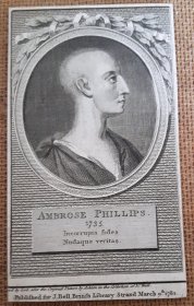 #1830  18th Century Ambrose Philips  Book Plate, circa 1782