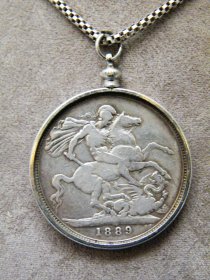 #1677   Silver 1889 Queen Victoria Crown Pendant **SOLD**   May 2018