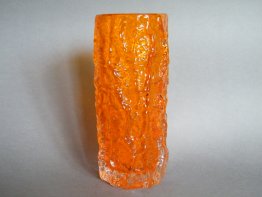 #1709  Whitefriars Glass Textured Cylindrical Bark Vase circa 1967 - 1974