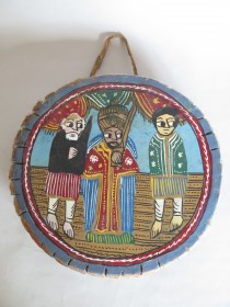 #1559  Painted Ethiopian Hand Drum, circa 1930 - 1960