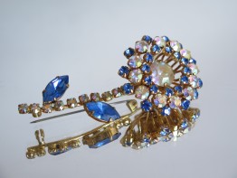 #1592  Blue and Lustre Diamante Brooch, circa 1950s  **SOLD**  2017