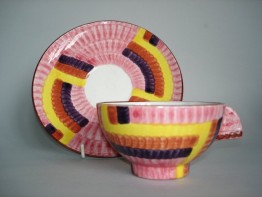 #1529  Art Deco Cup and Saucer by Eva Stricker, designed 1928-1930  **Sold**