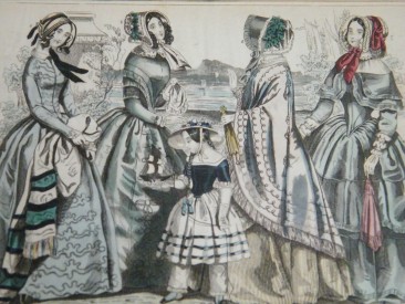 #1685 Hand Coloured 'Latest Paris Fashions'Print,, circa 1850s **Sold** 2018