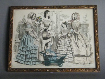 #1675  Hand Coloured Ladies Paris Fashion Print, September 1845  **Sold** March 2018