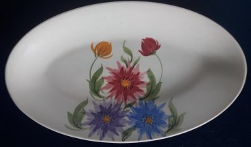 #1851 Hand Painted Radford  Pottery Oval Dish, circa 1940s - 1950s