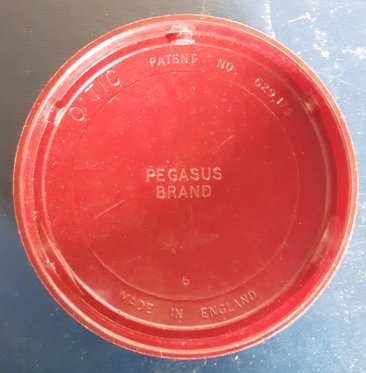 #1850 Red Plastic Pegasus Brand Typewriter Ribbon Box, circa 1940s **Sold** August 2020
