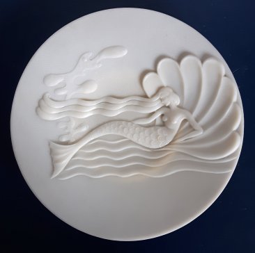 #1859 Post War Art Deco Plastic Mermaid and Shell Dish, circa 1945 / 1946  **Sold** August 2020