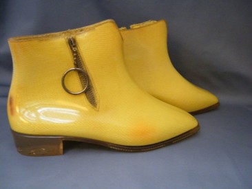 #0456 Rare Pair of Yellow 1960s Mary Quant Designed " Quant Afoot" Ankle Boots - Unused **SOLD** to USA  2016