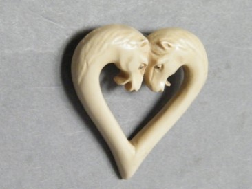 #0912 1920s or 1930s Faux Ivory Art Deco Horses Plastic Brooch **SOLD**