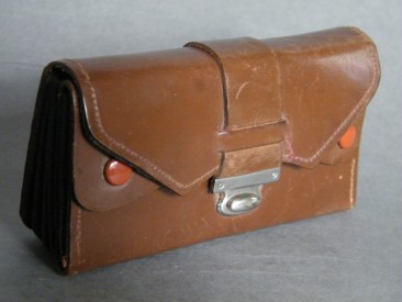 #0930 Ladies Art Deco Style Brown Leather Purse, with Magic Wallet, circa 1950s **SOLD**