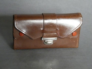 #0930 Ladies Art Deco Style Brown Leather Purse, with Magic Wallet, circa 1950s **SOLD**