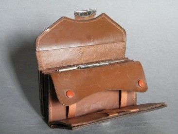 #0930 Ladies Art Deco Style Brown Leather Purse, with Magic Wallet, circa 1950s **SOLD**