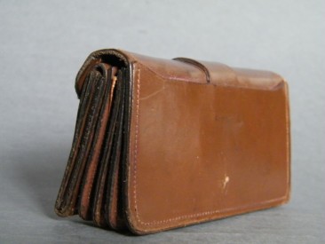 #0930 Ladies Art Deco Style Brown Leather Purse, with Magic Wallet, circa 1950s **SOLD**
