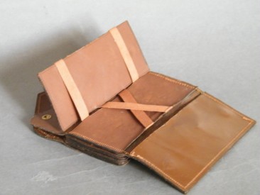 #0930 Ladies Art Deco Style Brown Leather Purse, with Magic Wallet, circa 1950s **SOLD**