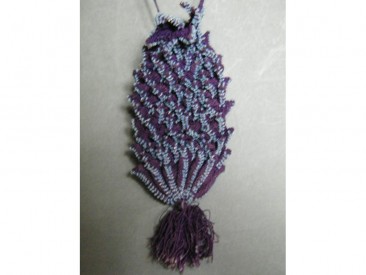 #0969 Victorian Lady's Purple Beaded Crocheted Purse, circa 1875