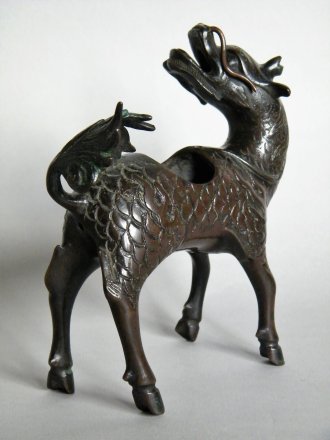 #1711  Early 17th Century Ming Dynasty Chinese Bronze Qilin Censer  **SOLD** to Taiwan, August 2018