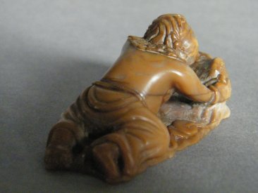 #1720  Fine & Rare 17th / 18th Century  Chinese Soapstone Carving of Liu Hai & a Pixiu*Price on Request*