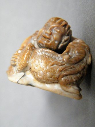 #1720  Fine & Rare 17th / 18th Century  Chinese Soapstone Carving of Liu Hai & a Pixiu*Price on Request*