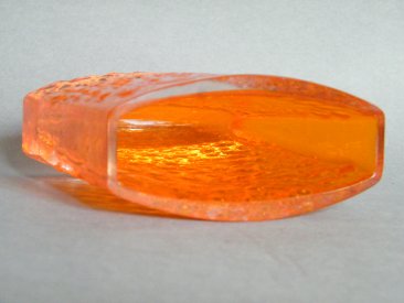#1739  Whitefriars Glass Tangerine Bow Fronted Nailhead Vase, circa 1969 - 1973  **SOLD**  February 2018