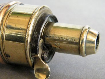 #1738  Victorian Copper & Brass Powder Flask, circa 1840 - 1860