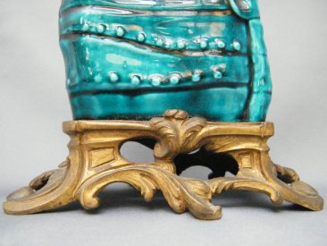 #1848  Fine & Rare Chinese Turquoise Glazed  Brush Pot & Ormolu Stand, circa 1700-1730  *Price on Request*