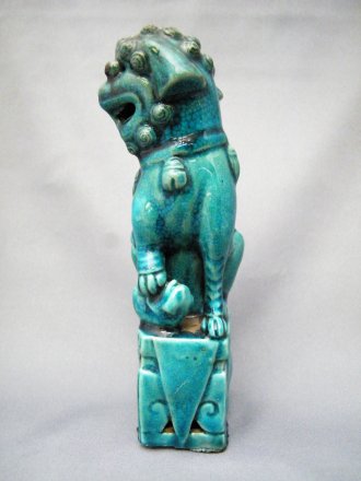 #1745 Rare Chinese Turquoise Enamelled Buddhist Guardian Lion，17th /18th Century