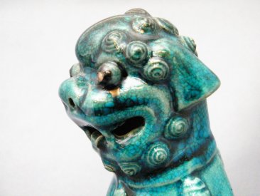 #1745 Rare Chinese Turquoise Enamelled Buddhist Guardian Lion，17th /18th Century