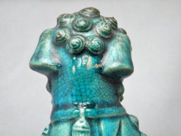 #1745 Rare Chinese Turquoise Enamelled Buddhist Guardian Lion，17th /18th Century