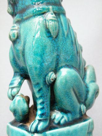 #1745 Rare Chinese Turquoise Enamelled Buddhist Guardian Lion，17th /18th Century