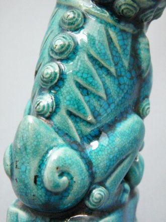 #1745 Rare Chinese Turquoise Enamelled Buddhist Guardian Lion，17th /18th Century