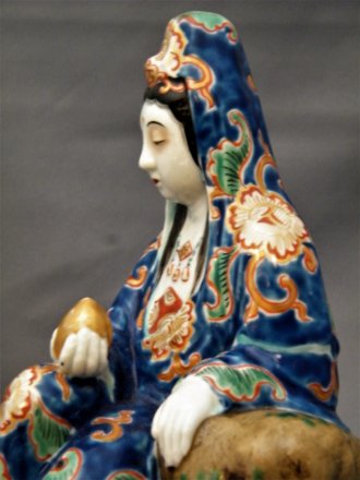 #1753 Rare Japanese Porcelain Figure Kannon with Dragon, Meiji (1868 - 1911)     **SOLD** to USA,  2021