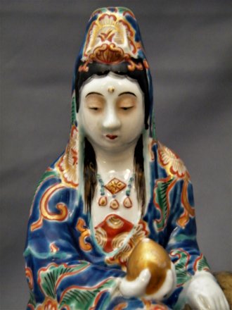 #1753 Rare Japanese Porcelain Figure Kannon with Dragon, Meiji (1868 - 1911)     **SOLD** to USA,  2021