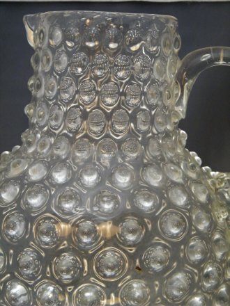 #1763 Large Victorian "Hobnail" Blown Glass Water Jug by Hobbs & Brukunier (U.S.A.), circa 1886  **SOLD**  October 2019