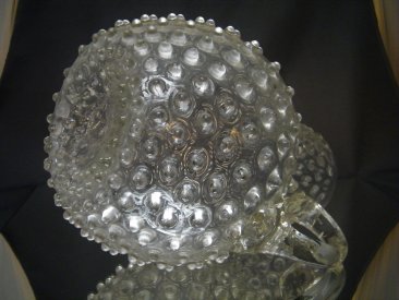 #1763 Large Victorian "Hobnail" Blown Glass Water Jug by Hobbs & Brukunier (U.S.A.), circa 1886  **SOLD**  October 2019