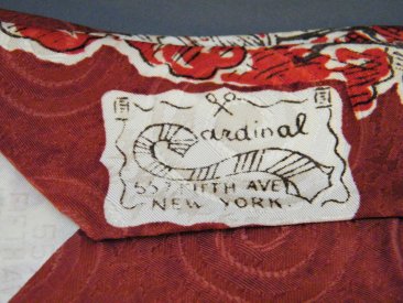 #1797  Rare 1940s Surrealist Style Screen Printed Tie by Cardinal 5th Avenue New York **SOLD** 2021