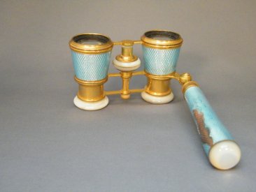 #1780  Pale Blue Guilloché Enamelled Opera Lorgnette Binoculars retailed by Asprey,  London circa 1900 **SOLD** August 2021