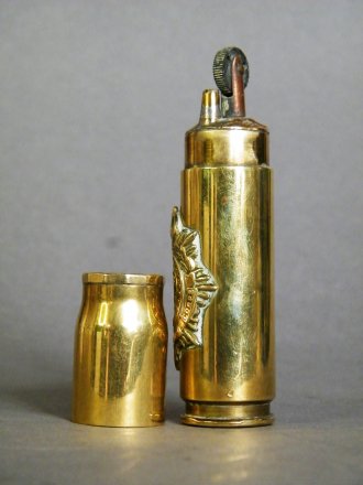 #1789  1940s WW2 Brass Trench Art Cigarette Lighter  **Sold** February 2020