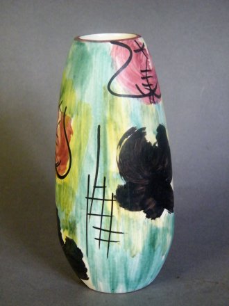 #1795  1950s  Hand Painted Abstract 'Contemporary'  Style Vase from Western Germany or Austria **Sold** October 2020