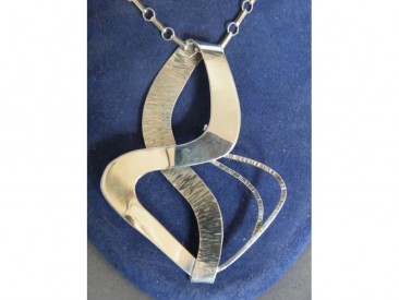 #1173 Abstract Contemporary Style Silver Pendant on Silver Chain, circa 1950s - 1960s **SOLD**