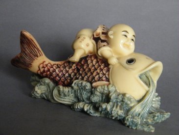 #1782  Japanese Faux Ivory (Plastic) "Okinomo", Signed, circa 1960s    **Sold**  February 2020