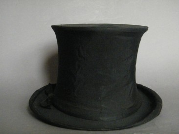 #1166 Victorian Black Silk Collapsible Top Hat (Opera Hat), circa 1890s **SOLD**