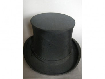 #1228 Victorian Black Silk Collapsible Top Hat (Opera Hat), circa 1890s **SOLD**