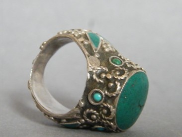 #1200 Large Silver Ring from Tibet, circa 1900 - 1950